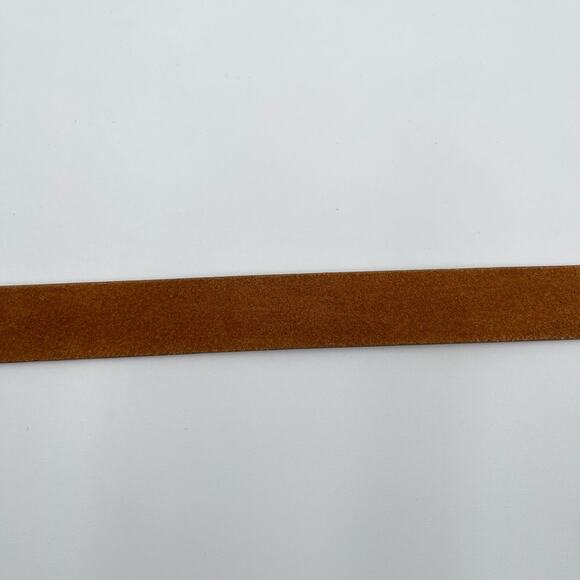 Linea Pelle | NEW Cognac Brown Skinny Suede Belt Round Circle Brass Buckle - Picture 5 of 14